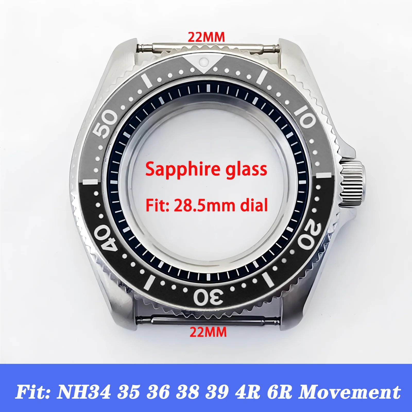 Caja Mod Skx007 NH35, bisel de aluminio, inserto de cristal de zafiro, caja de reloj plateada de acero inoxidable