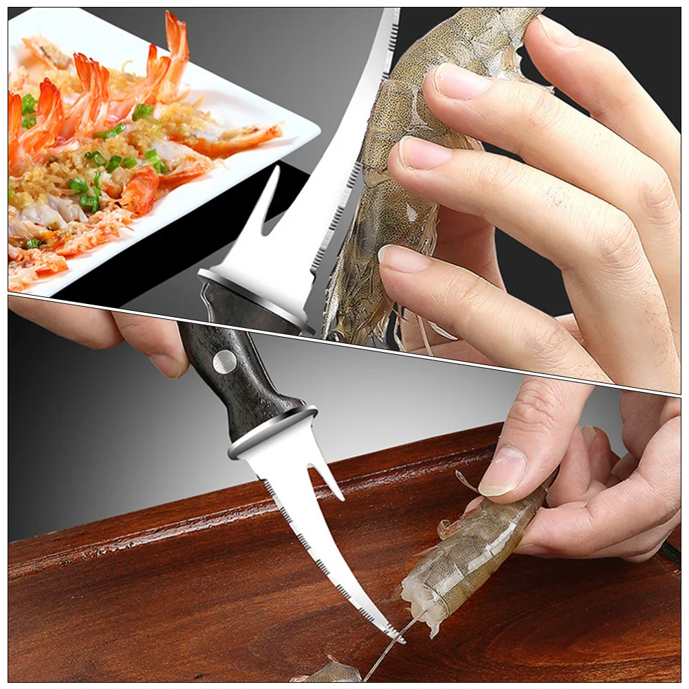 

Shrimp Cleaning Deveiner Peeler Remover Tool Shrimp Cleaning Cutter Stainless Steel Wood Kitchen Gadgets Seafood Tools