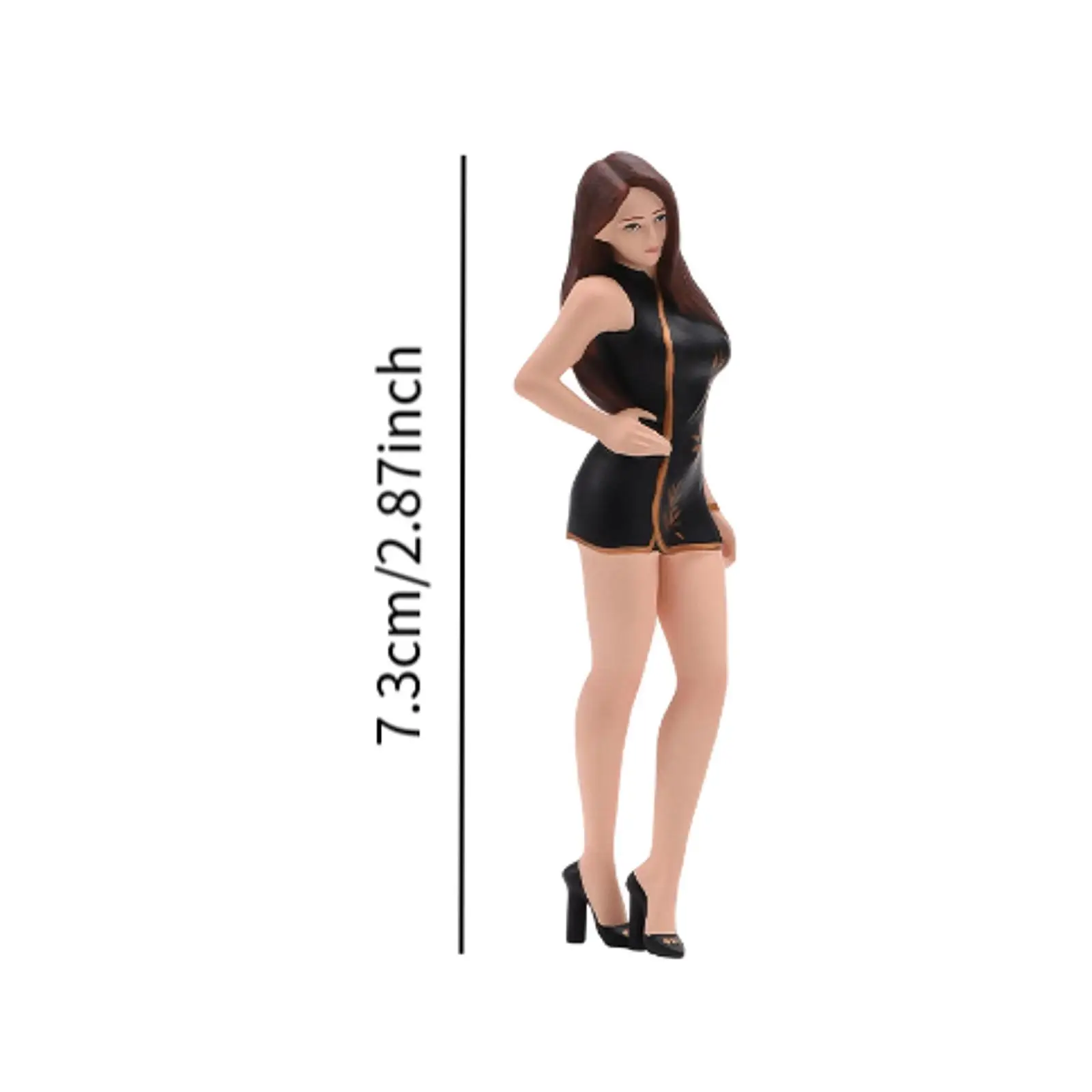 

1:24 Cheongsam Girl Model Diorama Scenery Realistic Stimulated Tiny People Model Long Hair Mini Standing Figure for Sand Table