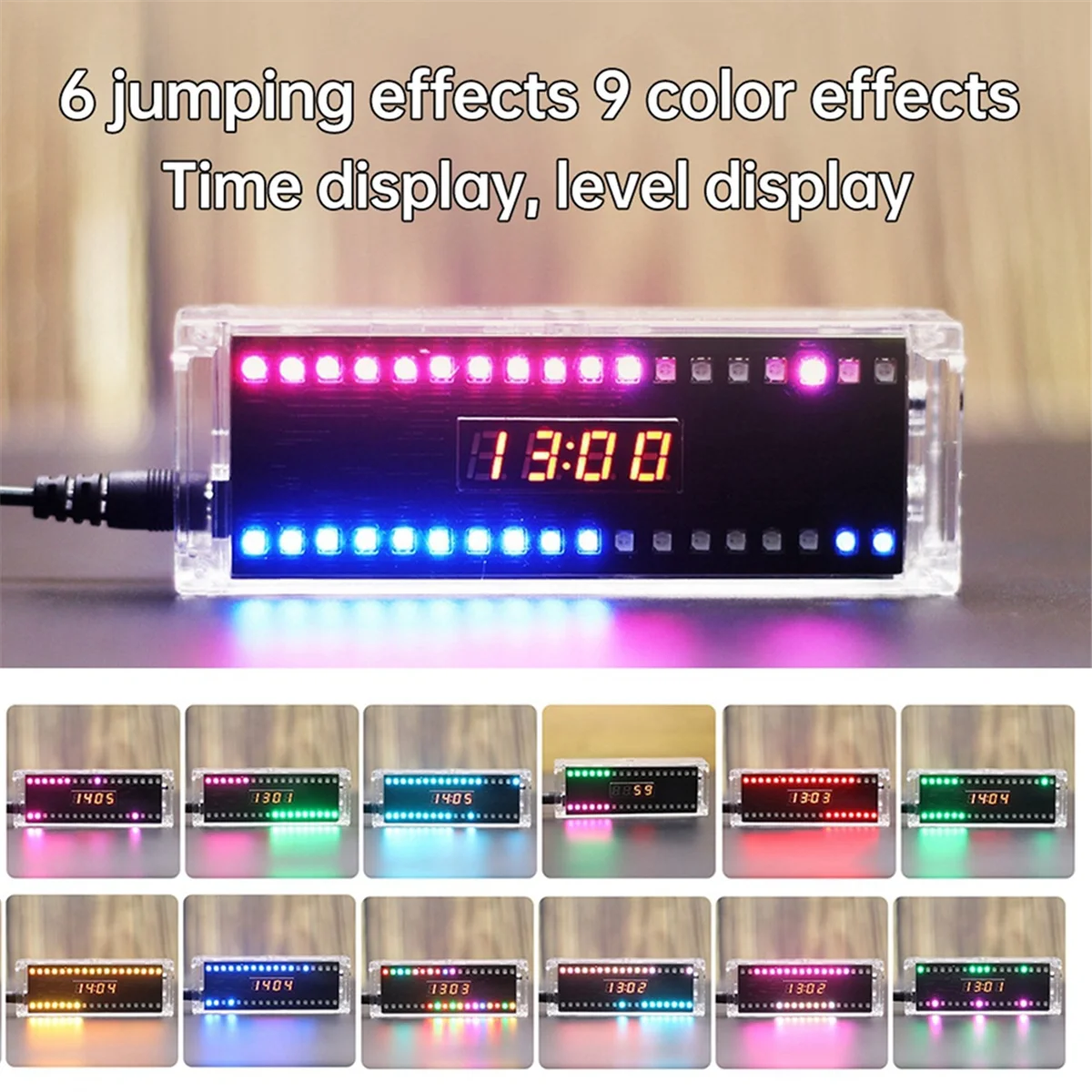 AA98 DC 5V Colorful LED Sound Control Spectrum Rhythm Light Module Digital Clock Electronic DIY Welding Practice Kit