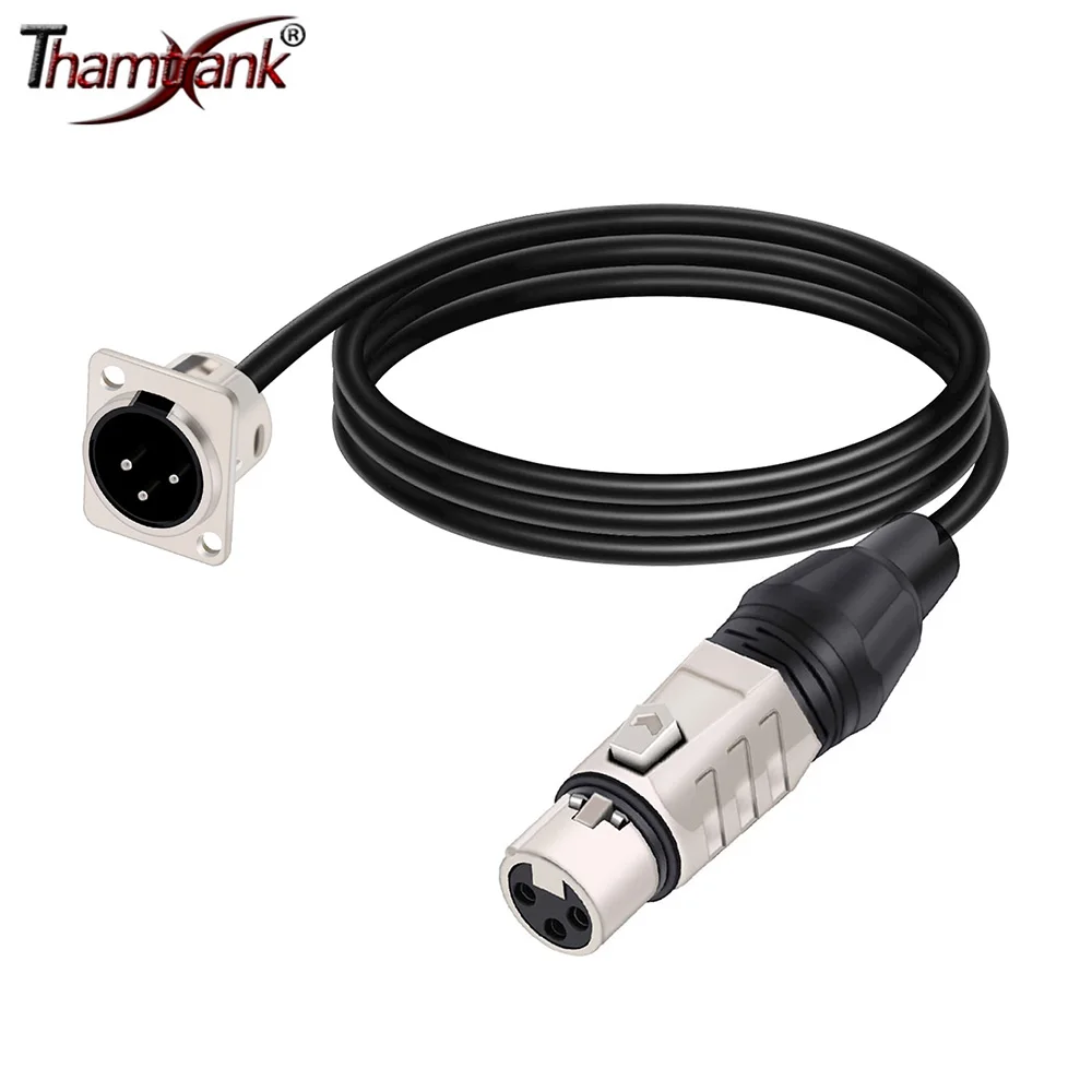D Type 3Pins XLR Male/Female Fixed Panel Mount MIC Socket to 3Pins XLR Plug Audio Extension Cable for Amplifier Microphone Mixer