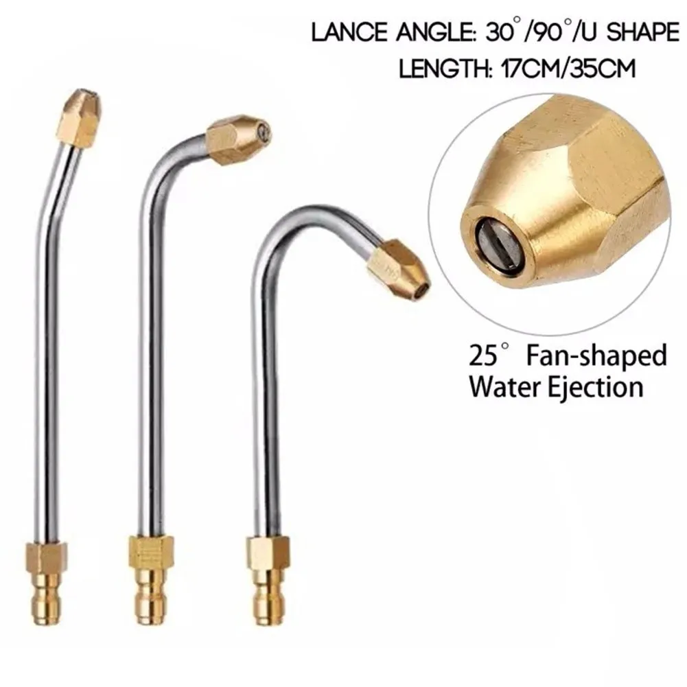 1pcs Wash Nozzle Angled Lance High Pressure Car Wash Gun Jet Lance Adjustable Angle Sprayer Curved Rod Washer