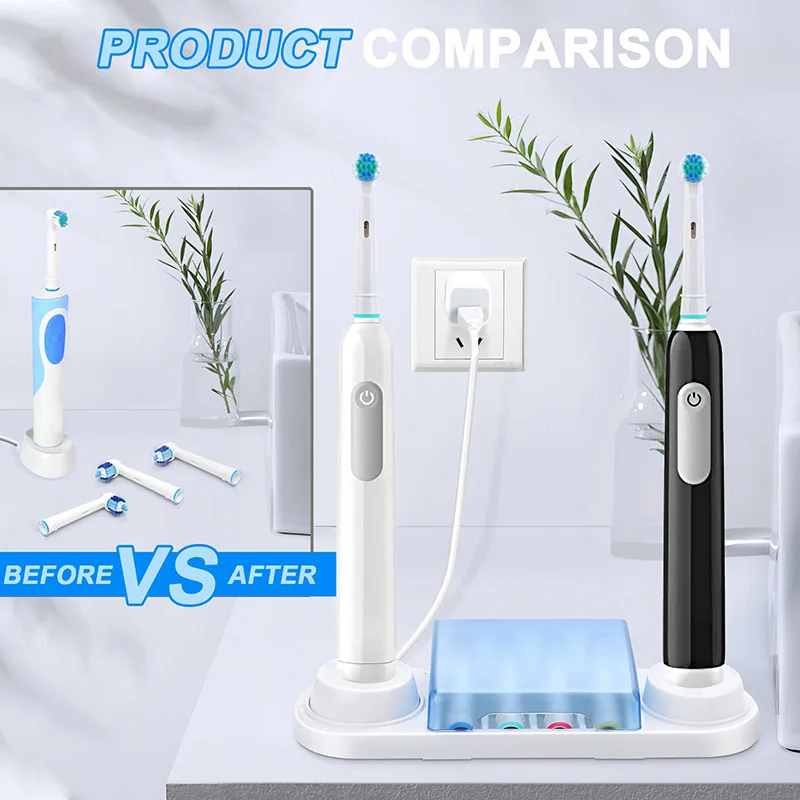Space Saving Toothbrush Head Storage Cover Stand Built-In Charging Hole Compatible With Electric Toothbrush Replacement Heads gallery 1