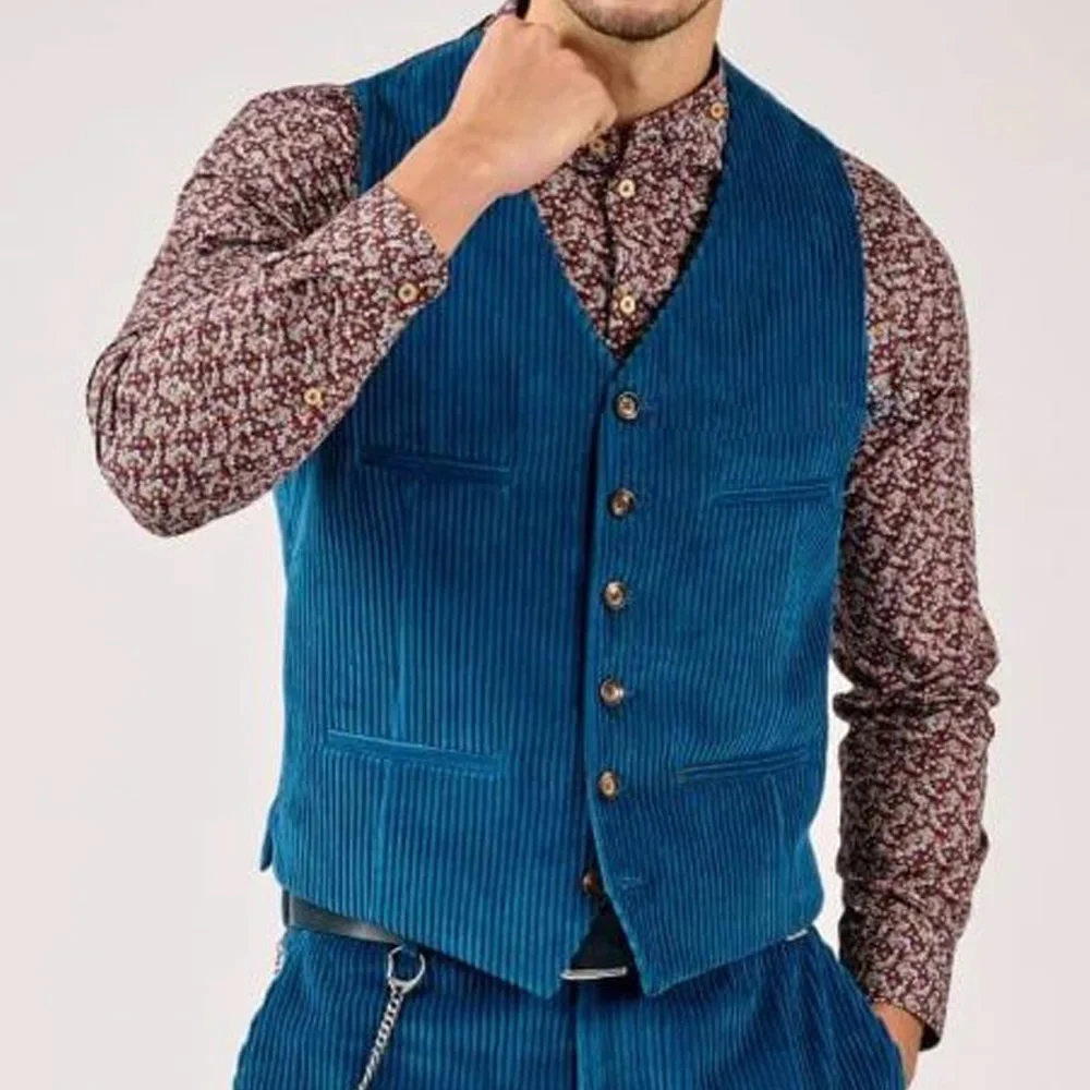 

Corduroy Men's Vest Straight Pockets Single-breasted V-neck Vest Suit Man Casual Suits Vests Working Sleeveless Classic