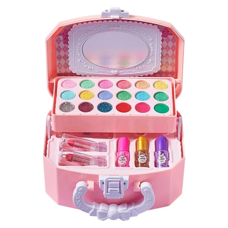 Children's make-believe play toys, girls' nail polish, lipstick, cosmetics, beauty box, storable handbag set