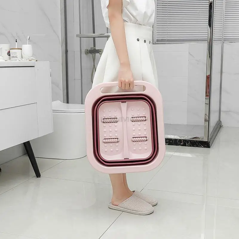 

Multi-functional foldable foot spa bucket, large size home-use thick plastic foot bath basin