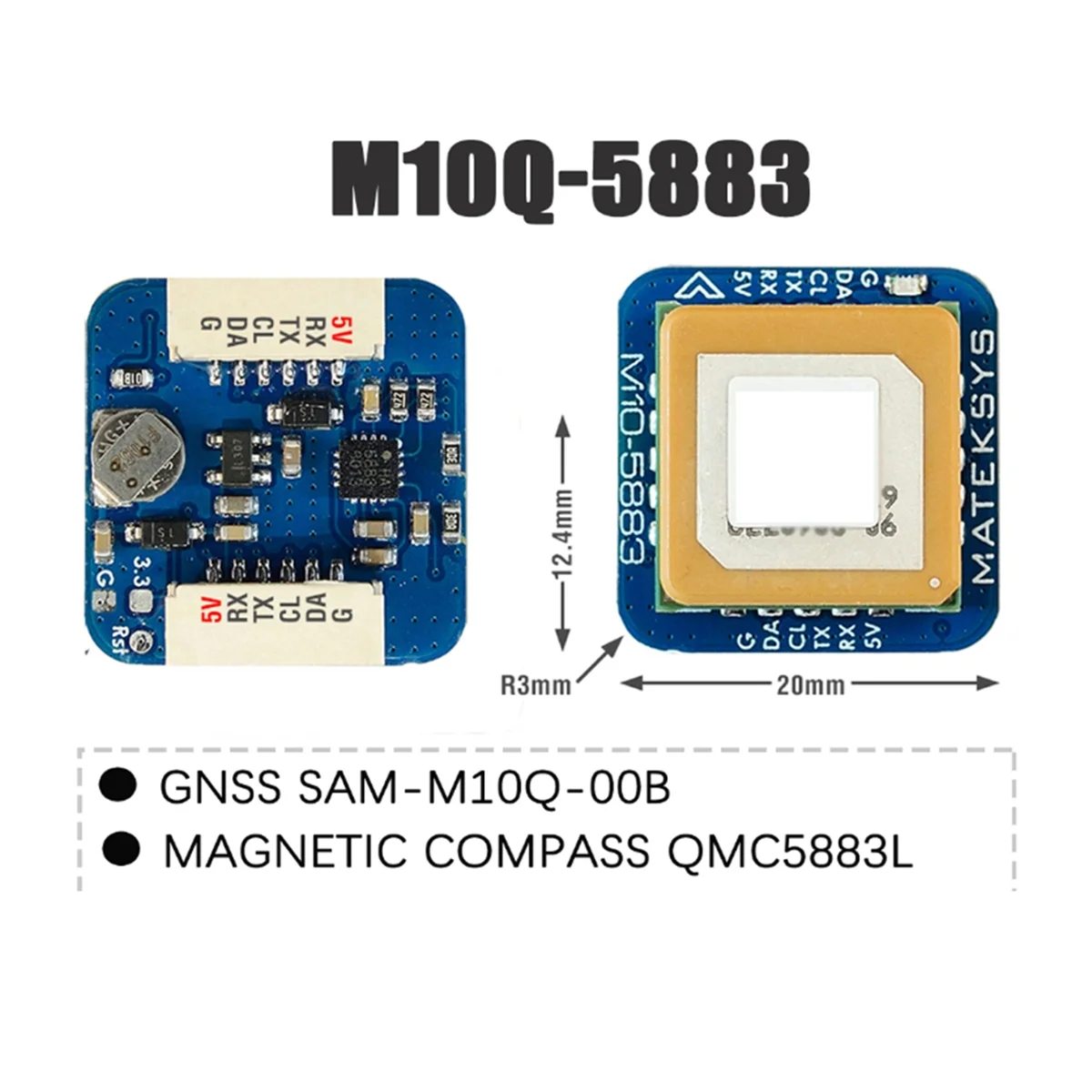 N33R_GNSS M10Q-5883 para GPS U-Blox M10 com módulo Bússola QMC5883L