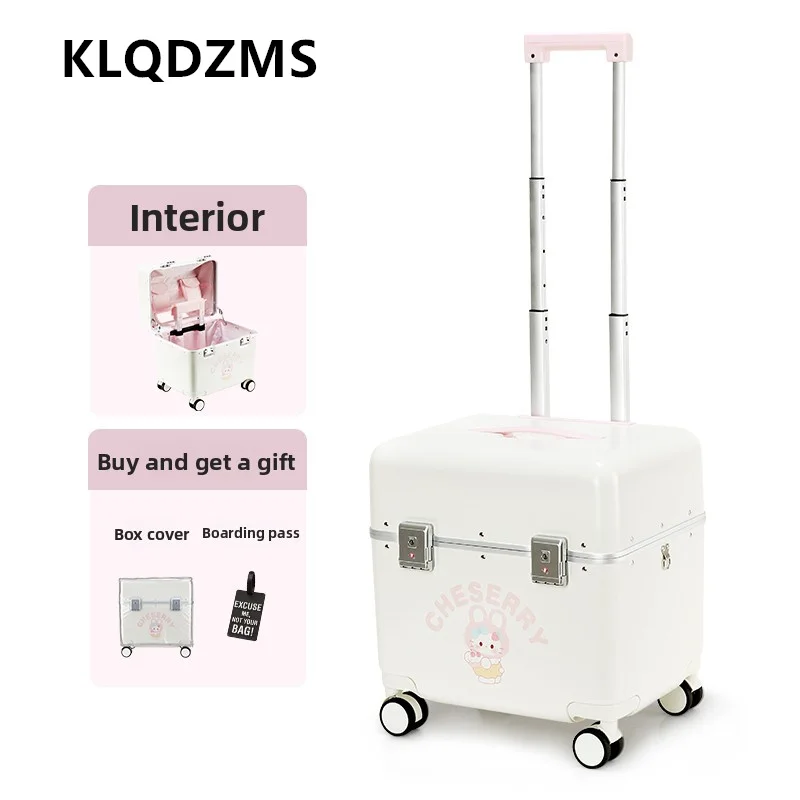 KLQDZMS Travel Luggage Aluminum Frame Boarding Box ABS + PC Trolley Case 20 Inches Students Password Box with Wheel Suitcase