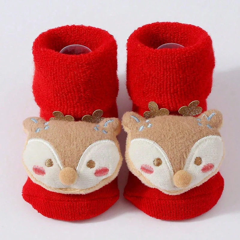 Kids Christmas Socks For 0-12Months Children\'s Short Socks Girls Boys Winter Warm Cotton Toddler New Year Gift Santa Claus Socks