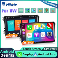 Hikity 4Core 9'' Car Stereo For VW//JETTA/PASSAT/GOLF/SHARAN Multimedia Player Android Auto Carplay 2+64G Bluetooth GPS WIFI FM