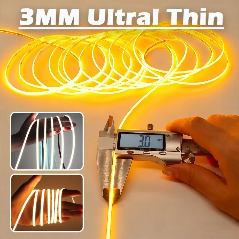 

Сверхтонкая гибкая светодиодная лента 3 мм, 5В COB LED-лента без точек, гибкая светодиодная лента COB без точек