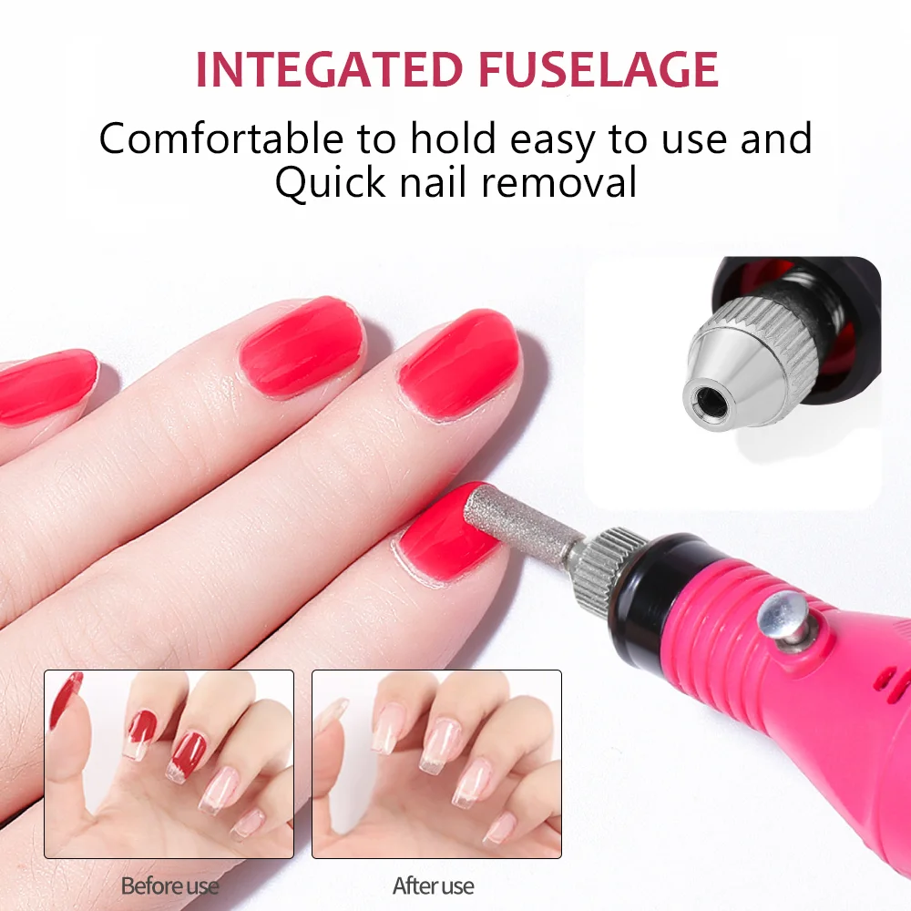 YIKOOLIN Acrylic Nail Drill Kit Electric Nail File 20000 RPM Portable Electric Nail Drill Bits Gel Remover Nail Tools