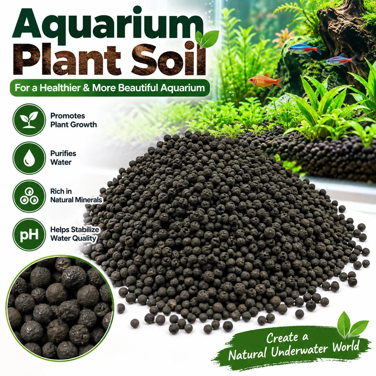 Planted Aquarium With Sand - Aquarium-Pflanzenerde Substrat für Wasserpflanzen Nährstoffreicher Wasserpflanzen-Schlamm