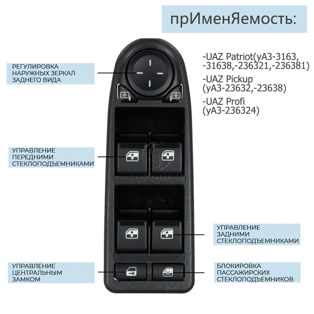 SORGHUM Electric Window Switch Control Unit For UAZ Patriot Driver Door Module Switches Button Mirror Adjustment 3163-3769100