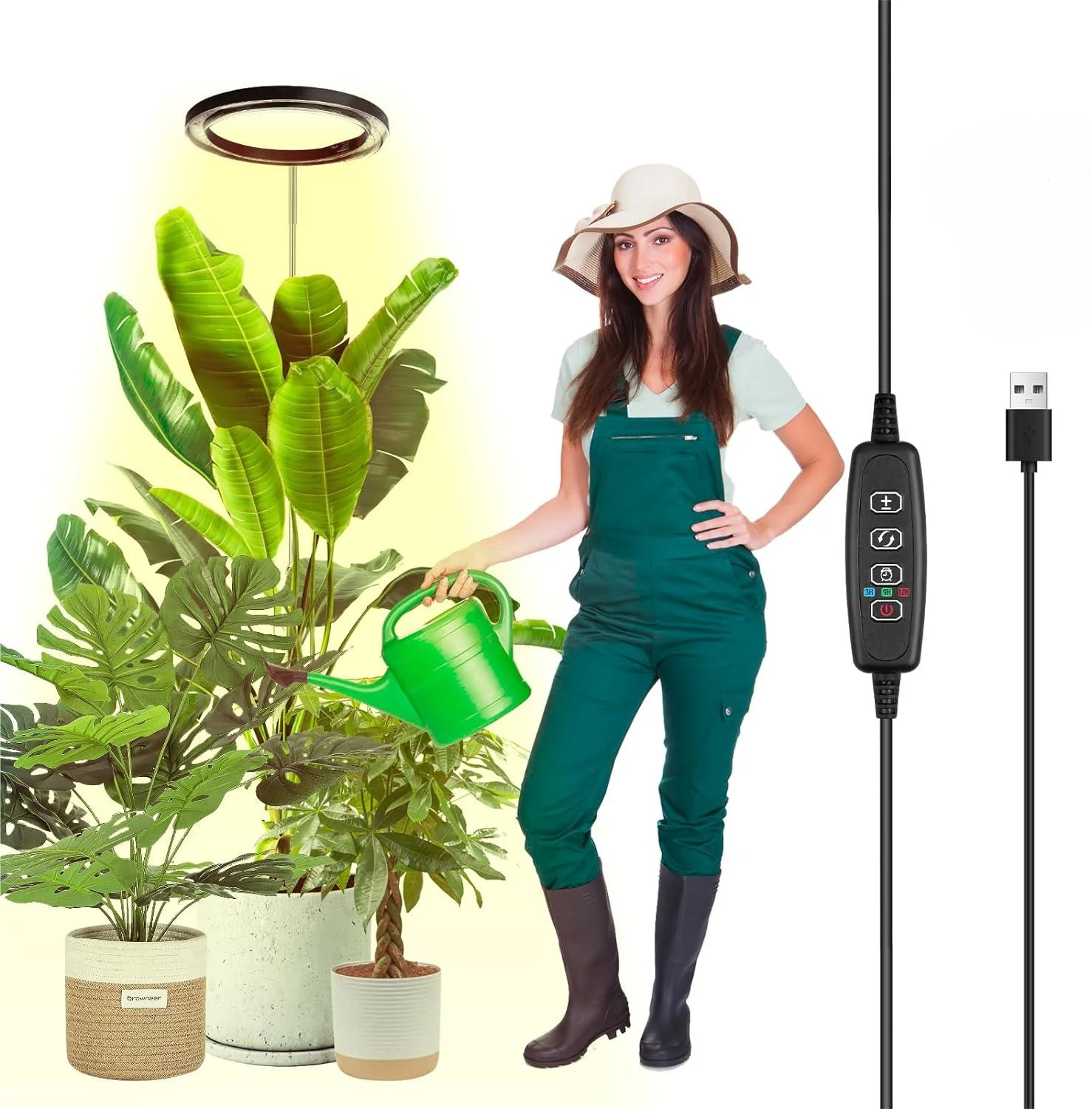 Goose - Neck LED Plant Growth Light for Indoor Plants, Full Spectrum, Timer equipped,  Brightness & 68 Inch Height Adjustable