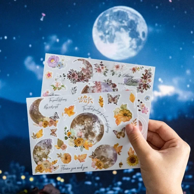 2Pieces Per Transfer Stickers Tonight Moonlight True Beauty Moonlight Handbook Supplies Package Stickers Scrapbook cut 157*135mm