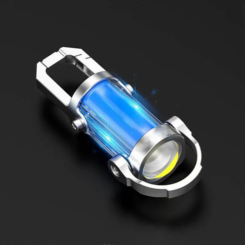 

Powerful LED Flashlight Keychain USB Rechargeable Hanging Portable Flashlight Waterproof Keyring Camping 7 Lighting Modes