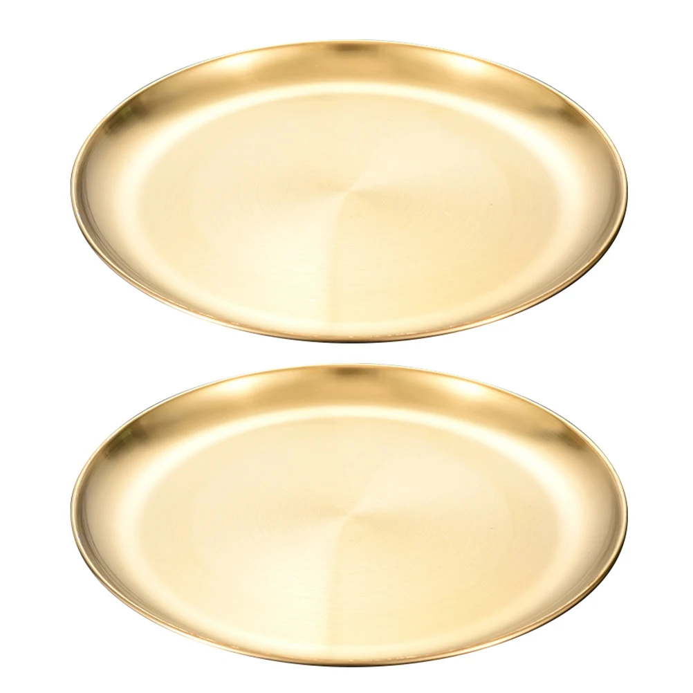 

2 Pcs Stainless Steel Barbecue Plate Portable Food Container Dessert Cake Pans Round BBQ Picnic Party Camping Outdoor Baking