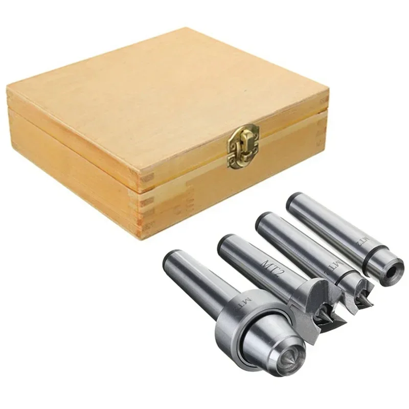 

4Pcs/Set MT1 / MT2 Live Center Drive Spur Driver Dead Center With Wooden Case For Metalworking Wood Lathe Turning Tools