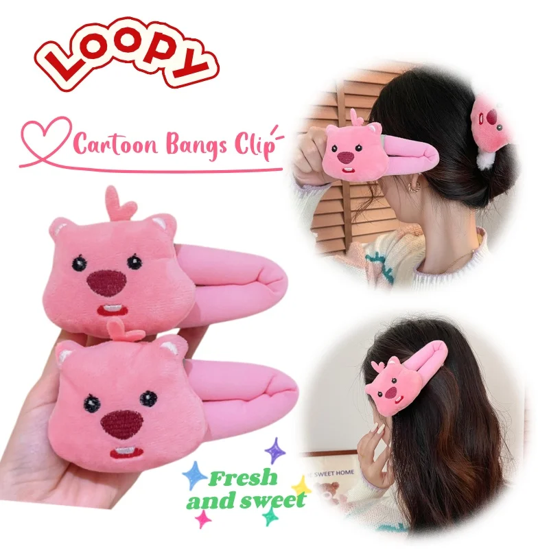 

Loopy Hairpin Cartoon Cute Bangs Clip Large Girl's Heart Hairpin Photo Pin Headwear High Beauty Value Wash Face Broken Hair Clip
