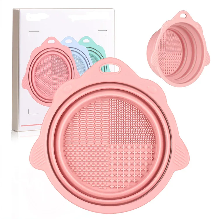 Silicone washing bowl cleaning tool, makeup brush, powder puff, beauty egg cleaning, washing pad, foldable cleaning bowl