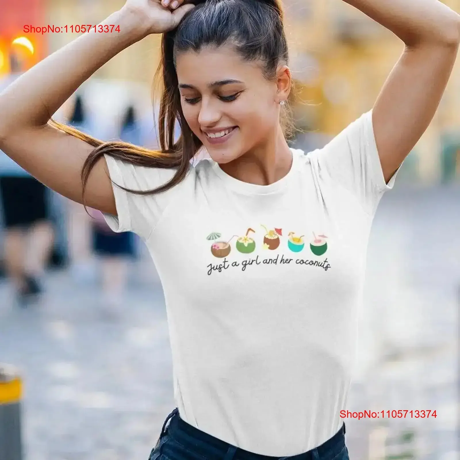 Ocean Inspired Style Coconut Girl Hibiscus T Shirt Clean Aesthetic Beachy Pina Colada Cocktail vintage Washed homme fashion