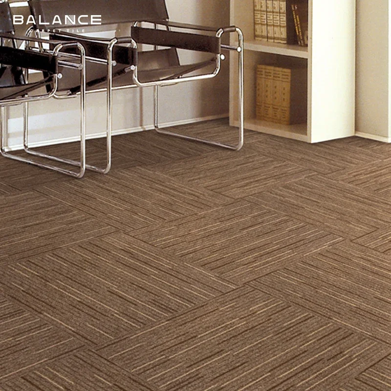 Buy Commercial Offices Carpet Tiles 50x50 Square Gray Striped Floor PVC Backing Carpet Tiles for Sale Unit Price/Piece