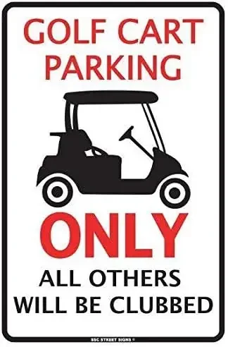 HomDeo Metal Tin Signs   Farm Novelty Cafe Golf Cart Parking Only Wall Decor Vintage Decorations