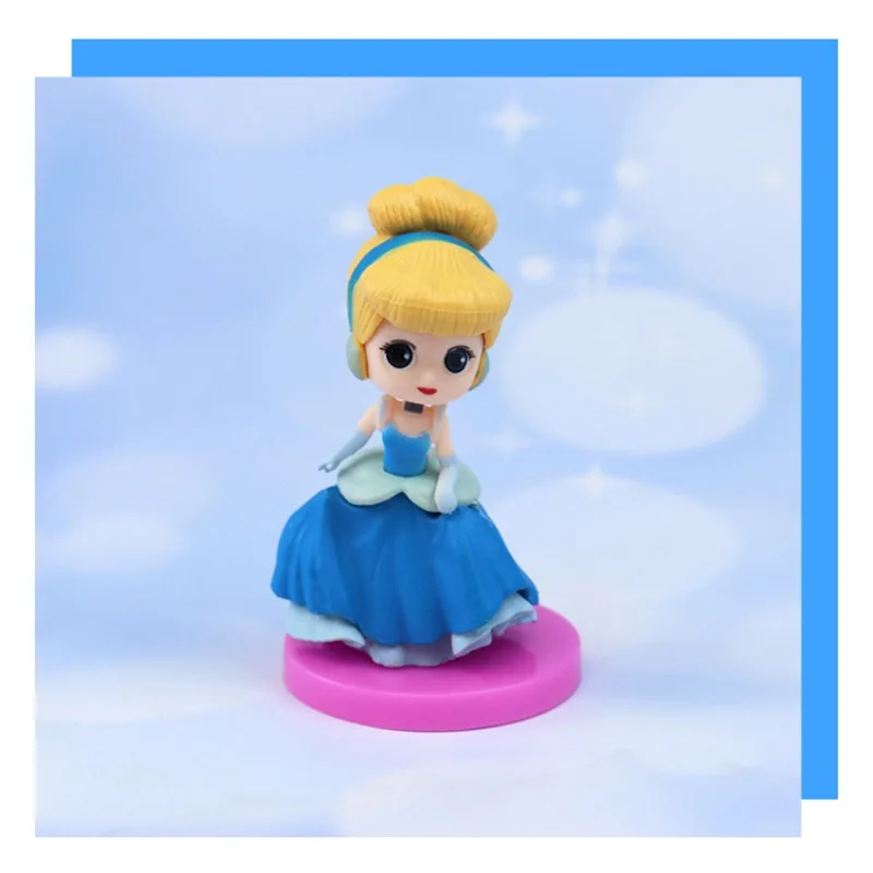 6 دمية لطيفة من سلسلة أميرات ديزني، لعبة كعكة عيد ميلاد للفتيات، زينة هدية صغيرة