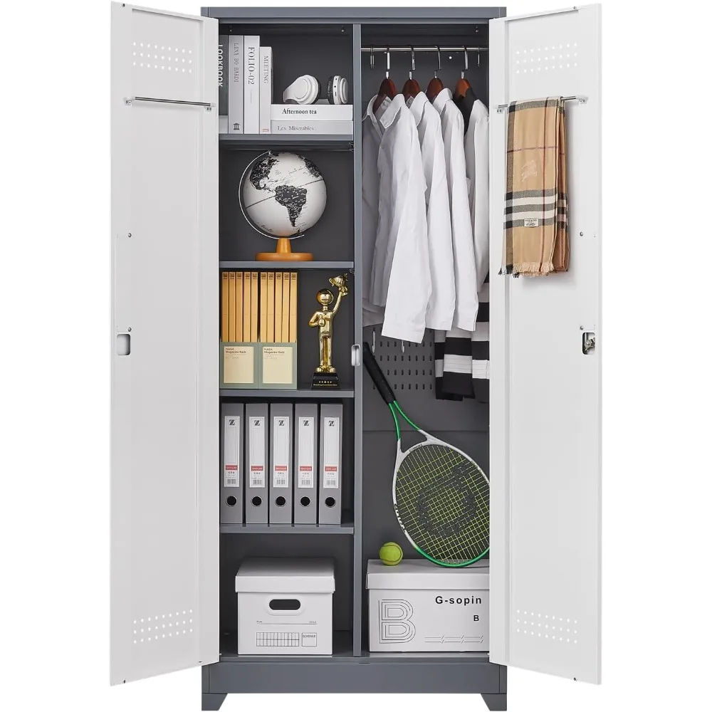 

72.8" Broom Storage Cabinet, Utility Cabinets for Brooms and Mops, Metal Storage Cabinets for Cleaning Supplies, Utility Closet