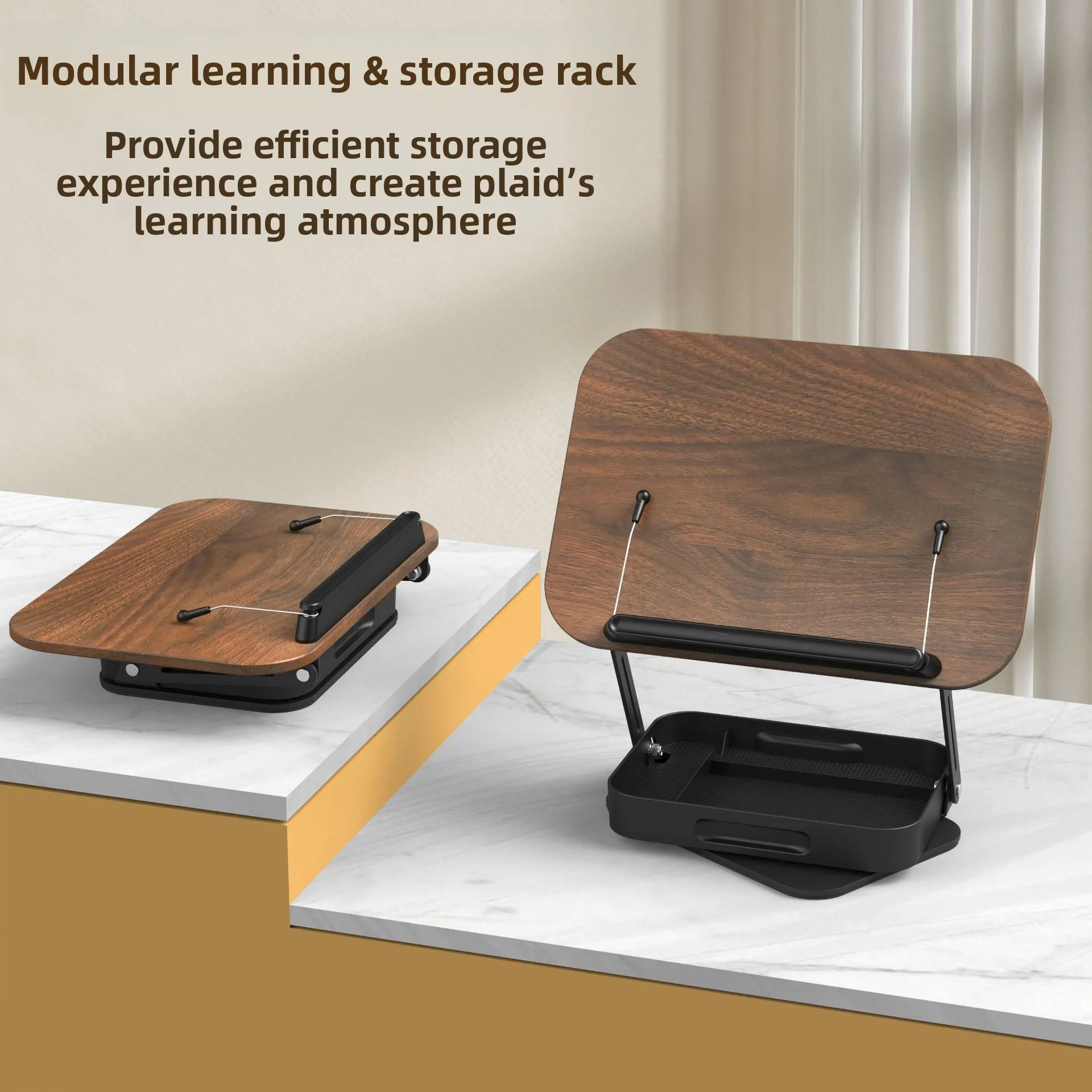 

Desktop Reading Stand Multifunctional Storage Bookshelf Foldable Laptop Stand Rotatable Reading Stand