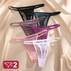 Conjunto de bragas de malla para mujer, ropa interior transparente, Tanga sin costuras, lencería íntima, 2 S-XL.