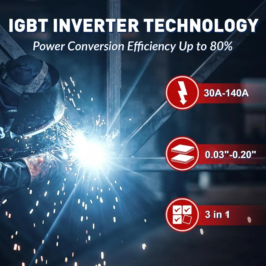 ماكينة لحام MIG متعددة المعالجات 140A 3in1 مع FLUX MIG ARC Lift TIG Capability ماكينة لحام مدمجة 110 فولت مثالية لورش العمل المنزلية أ #5