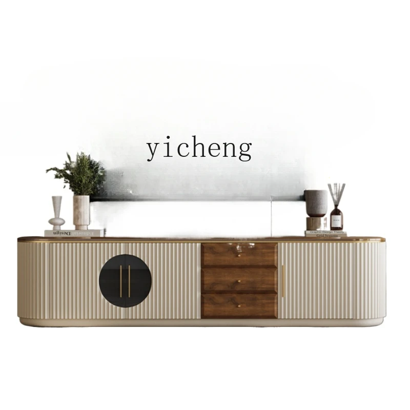 

Tqh High-End Affordable Luxury Solid Wood TV Cabinet Coffee Table Combination Modern Minimalist Living Room Floor Cabinet