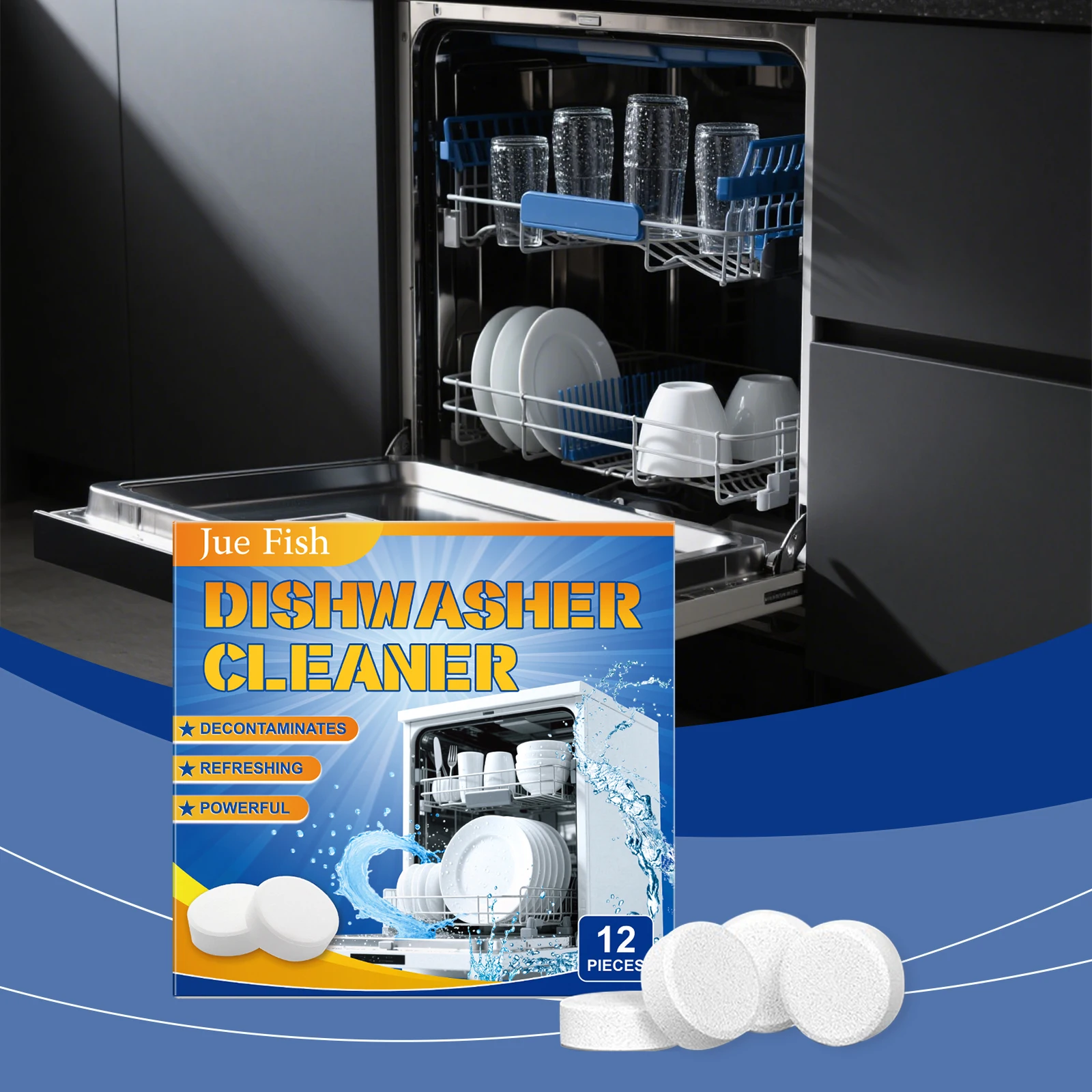 Tabletki do zmywarki szybko rozpuszczają się, usuwają plamy tłuszczowe, redukują nieprzyjemne zapachy, skutecznie hamują wzrost bakterii, usuwają kamień.