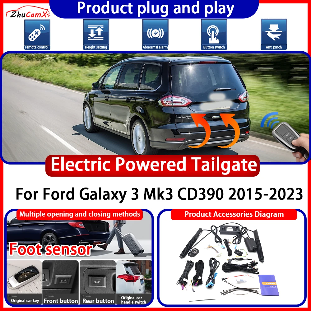 

ZhuCamX Powered Tailgate for Ford Galaxy 3 Mk3 CD390 2015-2023 System suiteanti pinch Smart Intelligent Control Gate Lift Kit