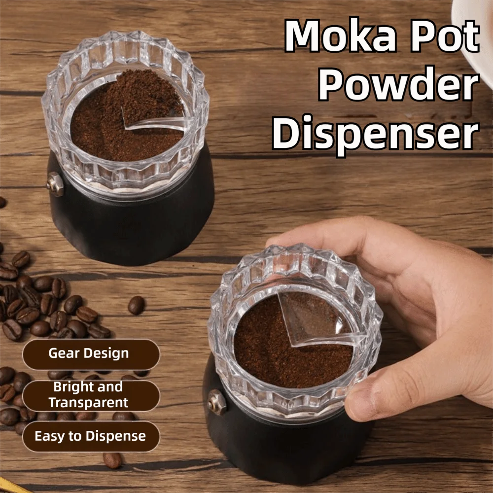 2 in 1 Mocha Pot Powder Dispenser Pressing and Filling Fast Distribute and Tamp Moka Pot Dosing Ring Coffee Maker Dosing Ring