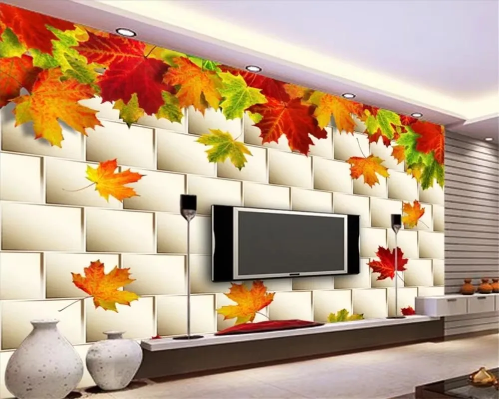 

Custom wallpaper photo red maple brick stereo TV background wallpaper home decoration living room bedroom 3d wallpaper