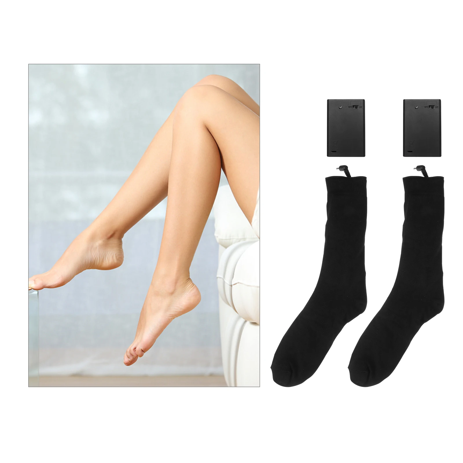 

Powered Thermal Socks for Winter Warm Electric Heated Knee High Socks 40 Degree Temperature Long Wear Soft Material Fits