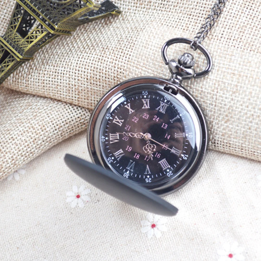 

Vintage Black Frosted Pocket Watch Quartz Movement Durable Small Size Easy Carry Gift Idea Quartz Pocket Watch