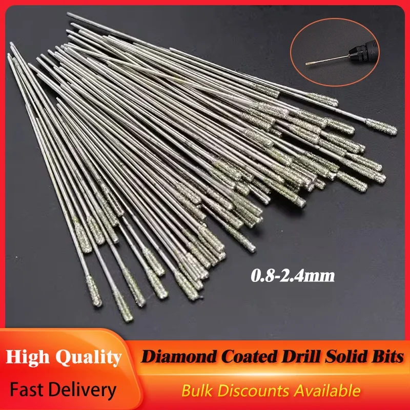 

1-100pcs Diamond Coated Lapidary Drill Bit 0.8-2.4mm Solid Bits Needle For Jewelry Ceramic Jade Agate Glass Amber Drilling Tools