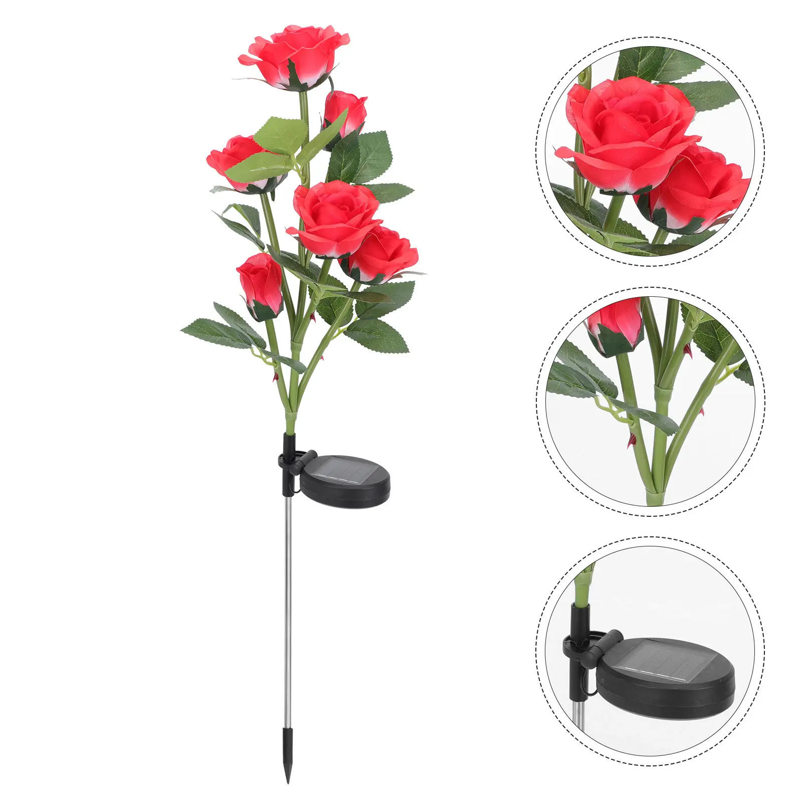 1Pcs Solar Outdoor Rose Flower Lamp 6 LED Heads Garden Yard Floor Insert Solar LED Decorative Lamp Rose Flower Light