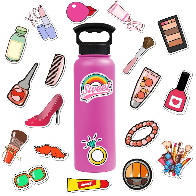 10/30/50Pcs Women's Cosmetics Cute Doodle Stickers DIY Guitar Phone Laptop Suitcase Water Cup Skateboard Waterproof Sticker