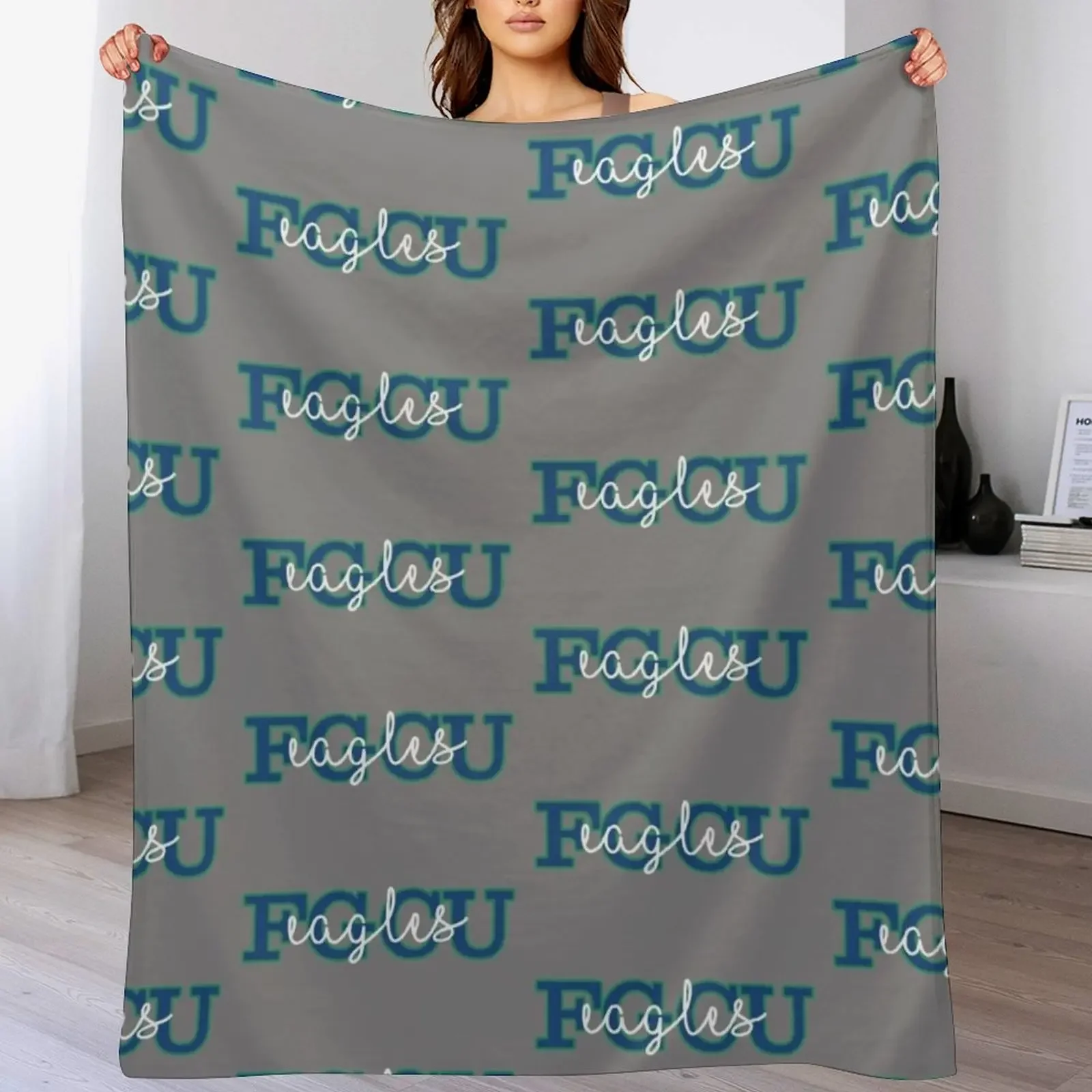 

Florida Gulf Coast Eagles Throw Blanket Travel Size Cozy Blanket for Plane Train