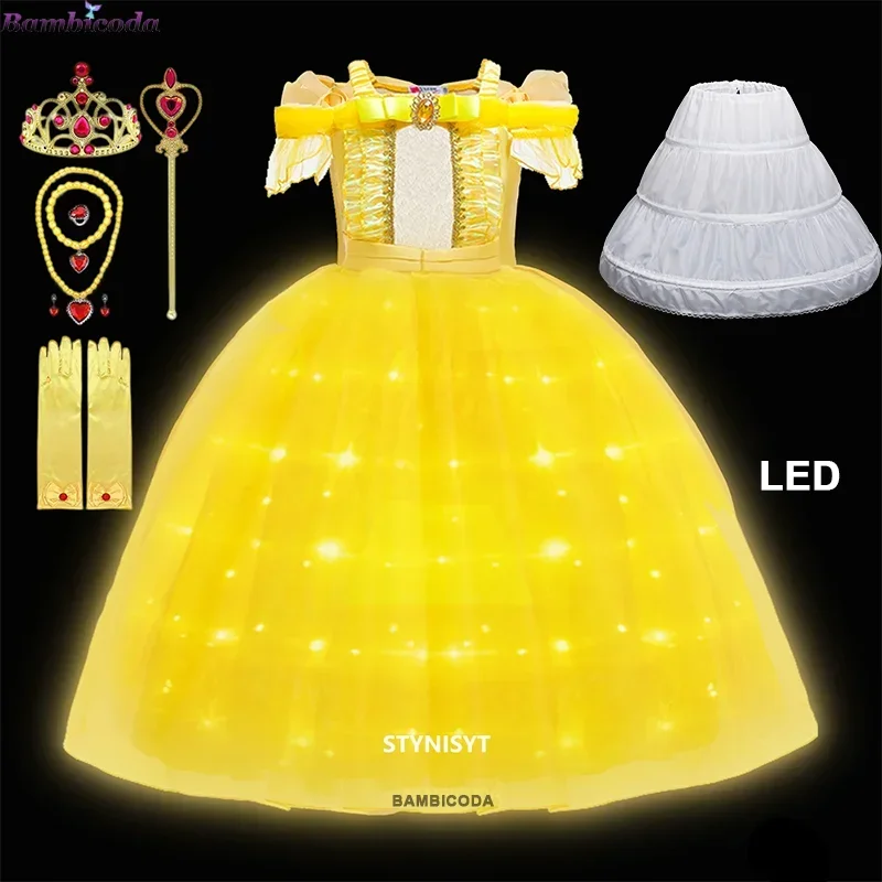 RT01 Girls Sleeping Beauty Aurora Cosplay Dress Off Shoulder Prom Gown Children Halloween Carnival Gift Fancy Party Princess*Jk2