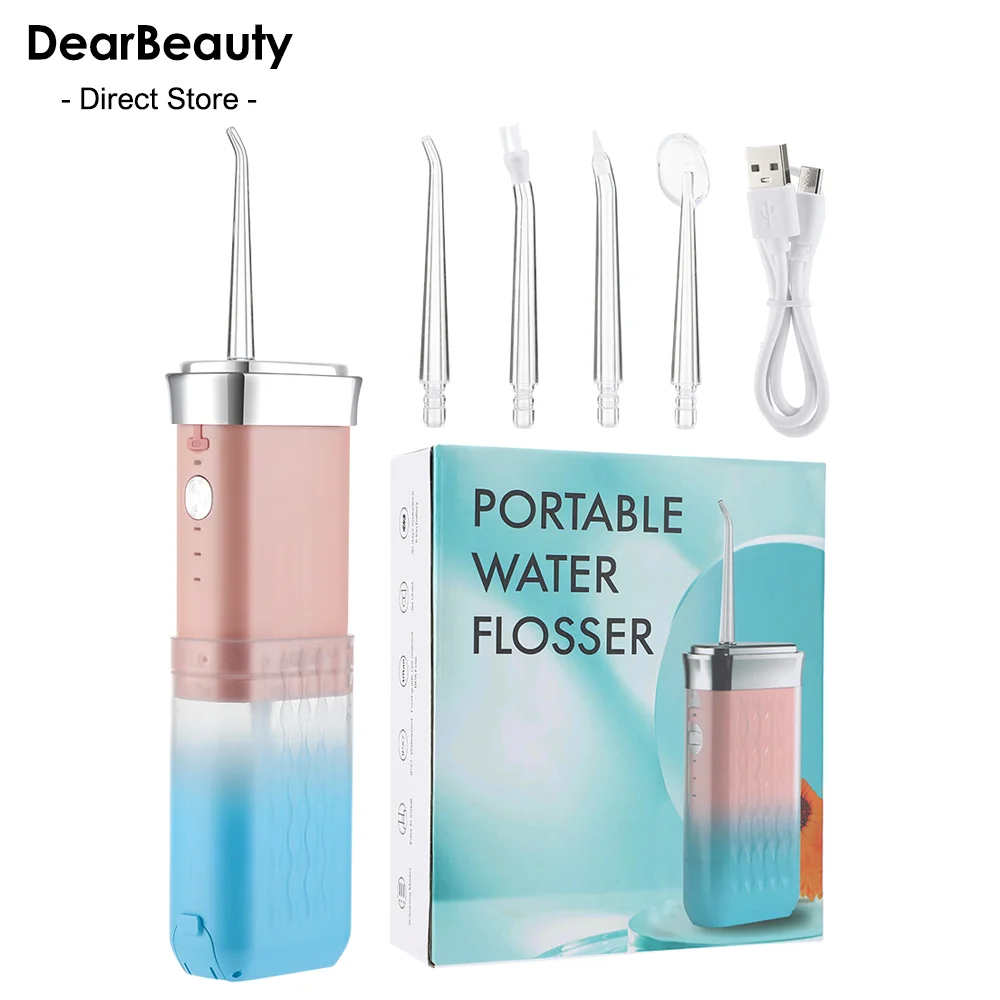 

Portable Oral Irrigator Dental Water Flosser 3 Modes IPX7 Waterproof USB Rechargeable 1200mAh Battery Teeth Cleaner with 4Nozzle