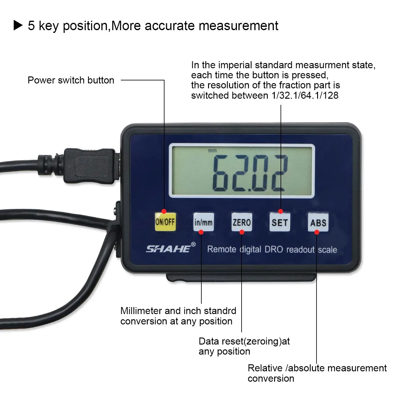 SHAHE 0-150mm/0-200mm/0-300mm 0.01mm DRO Magnetic Remote Digital Readout Digital Linear Scale External Display