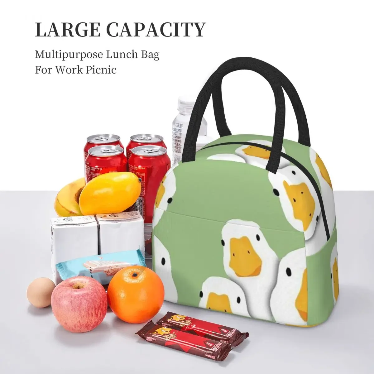 Cartoon Popular Goose Animal Insulated Lunch Bag for Kids School Cooler Thermal Food Box Tote Leakproof Lunch Boxes Container