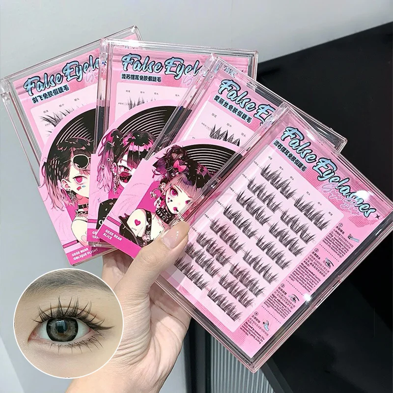 Gege Bear Gogo Bear No-Glue Fałszywe rzęsy - Realistyczny przezroczysty styl, Pikantna dziewczyna Grube i naturalne futro z kreskówek