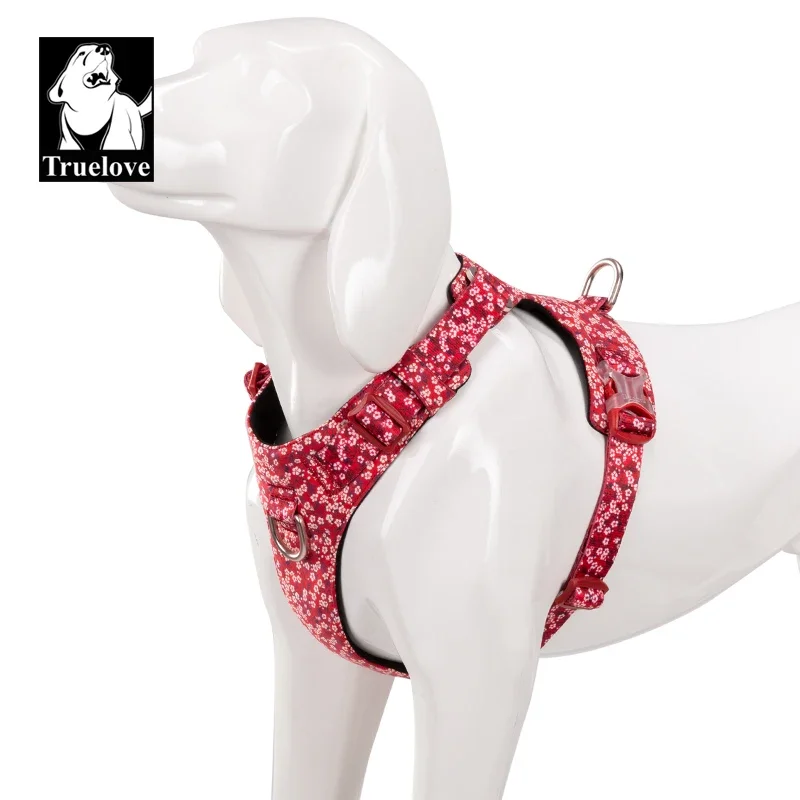 Truelove-arnés de algodón para perro pequeño y grande, diseño de moda, Floral, ajustable, reflectante, varios tamaños, TLH6283